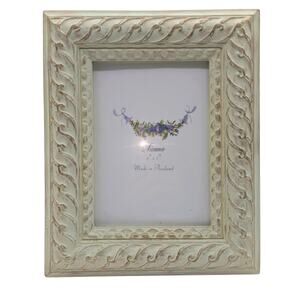 Vintage Carved Cream Gilded 5" X 7" Frame Under Glass